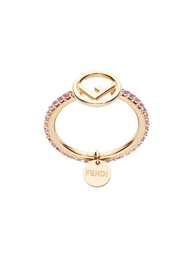Shop Fendi Embellished Ring - Metallic