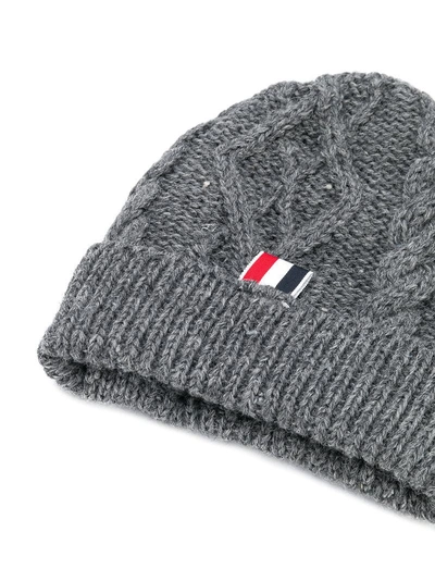 Shop Thom Browne Turned Up Beanie - Grey