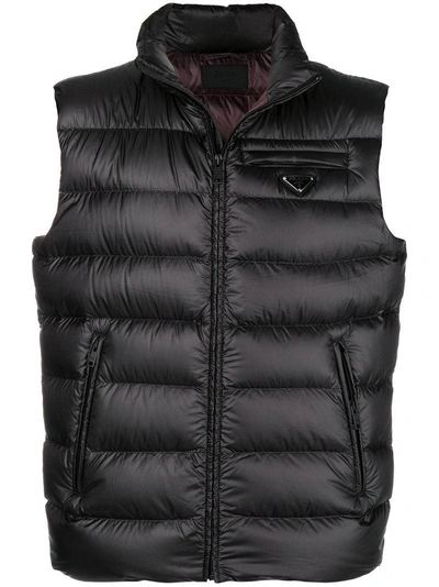 Prada Ripstop Nylon Down Vest In Black | ModeSens