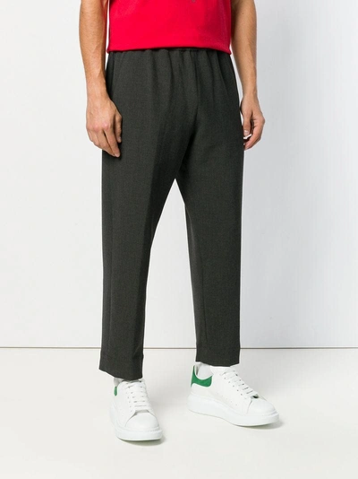 Shop Kenzo Cropped Drawstring Trousers - Grey