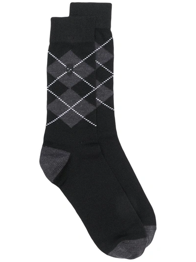 Shop Alexander Mcqueen Skull Argyle Socks In Black