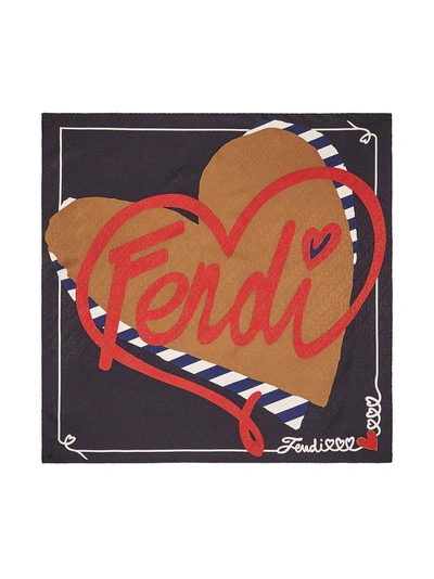 Shop Fendi Logo Foulard Square Scarf - Black