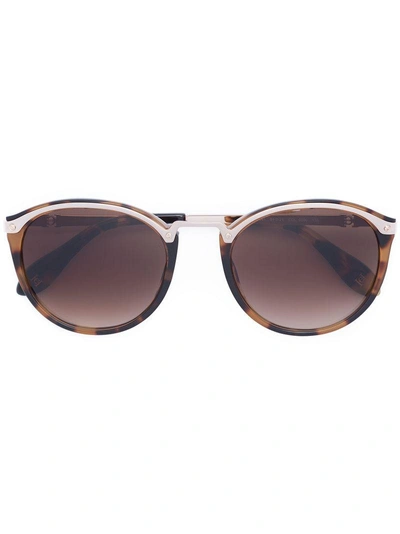 Shop Carolina Herrera Tortoise Shell Round Sunglasses - Brown
