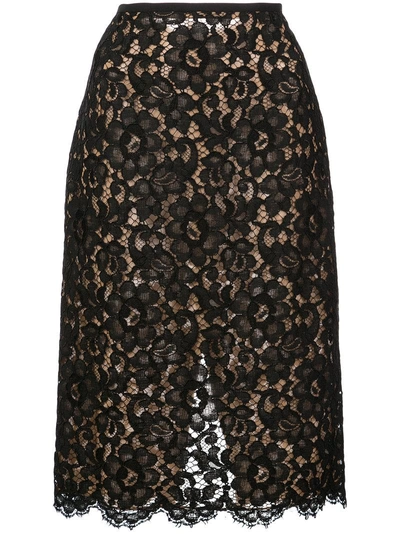 Shop Michael Kors Collection Lace Midi Skirt - Black
