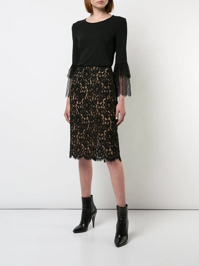 Shop Michael Kors Collection Lace Midi Skirt - Black