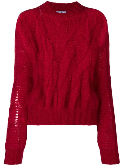 Shop Prada Chunky Knit Sweater - Red