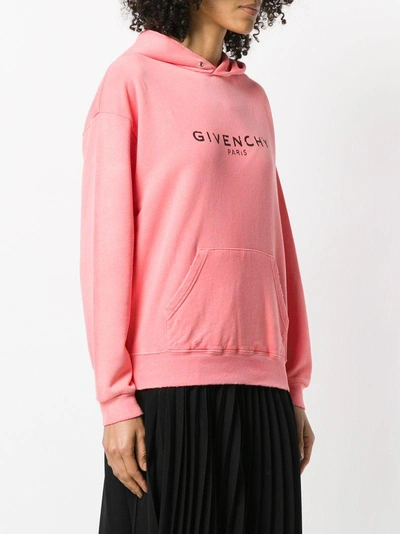 Shop Givenchy Blurred  Paris Print Hoodie - Pink