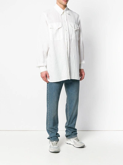 pointed collar oversized shirt