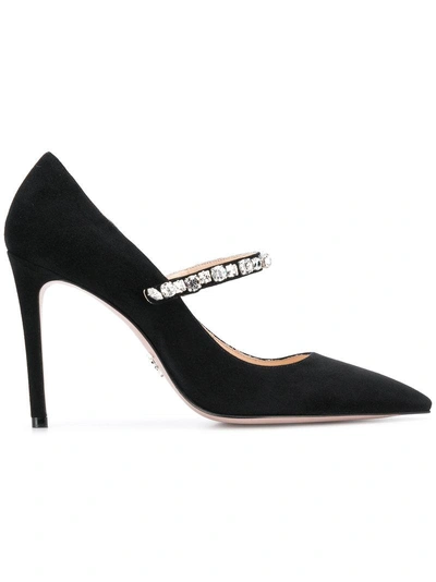 Shop Prada Crystal Embellished High-heel Pumps - Black