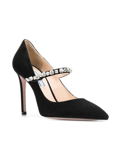 Shop Prada Crystal Embellished High-heel Pumps - Black