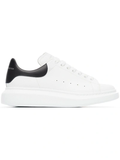 Shop Alexander Mcqueen Black Oversized Leather Sneakers In White