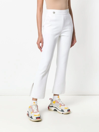 Shop Msgm High-waist Button Trousers - White