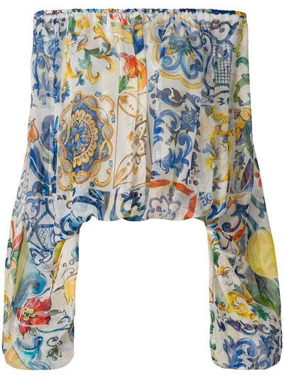 Shop Dolce & Gabbana Tile Print Blouse - Multicolour