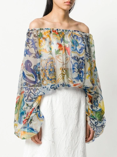 Shop Dolce & Gabbana Tile Print Blouse - Multicolour
