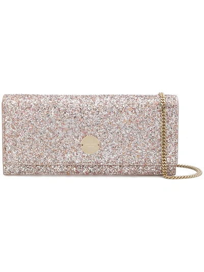 Shop Jimmy Choo Fie Glitter Clutch Bag - Pink