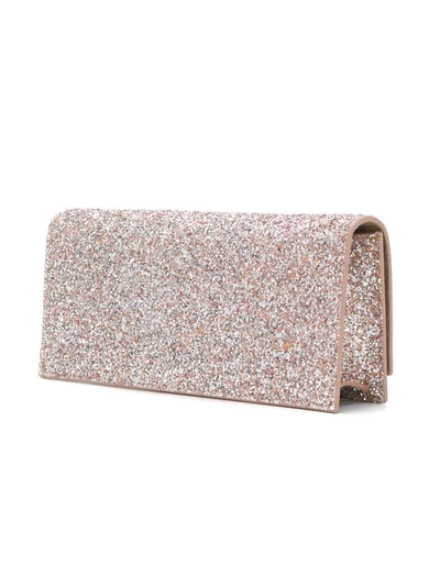 Shop Jimmy Choo Fie Glitter Clutch Bag - Pink