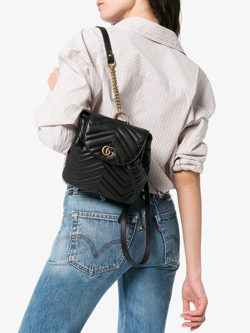 gucci black mini gg marmont 2.0 backpack