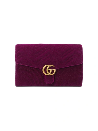 Shop Gucci Gg Marmont Velvet Clutch - Pink