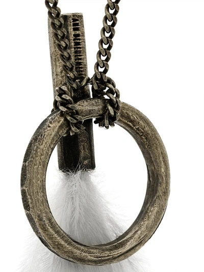 Shop Ann Demeulemeester Feather Detail Long Necklace - White