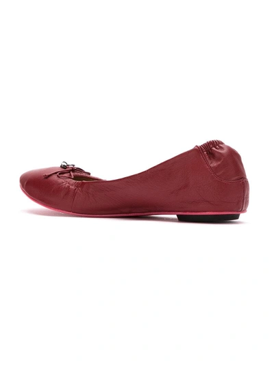 Shop Zeferino Leather Ballerina Flats - Red