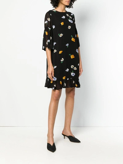 Ganni Kleid Mit Blumen-print - Schwarz In Black | ModeSens