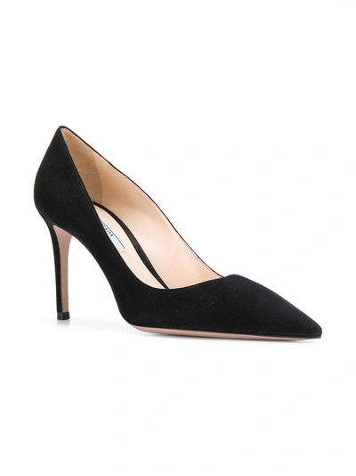 Shop Prada Suede Pointed Pumps - Black