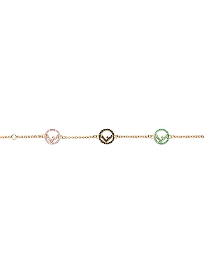 Shop Fendi Rainbow Logo Bracelet In Metallic