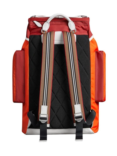 Shop Burberry Colour-block Logo Backpack - Red