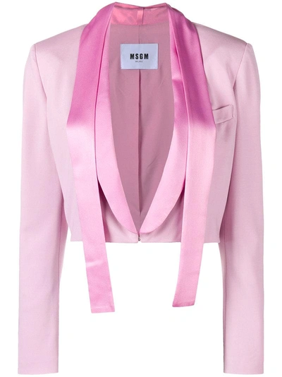 Shop Msgm Cropped Longsleeved Jacket  In Pink