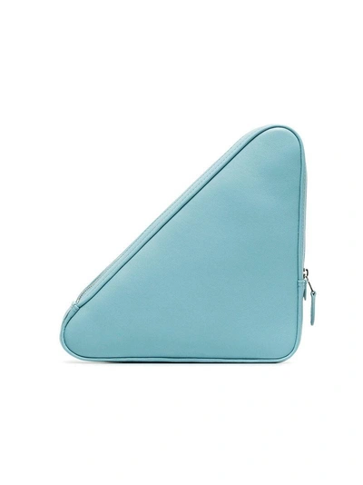 Shop Balenciaga Blue Triangle Leather Clutch