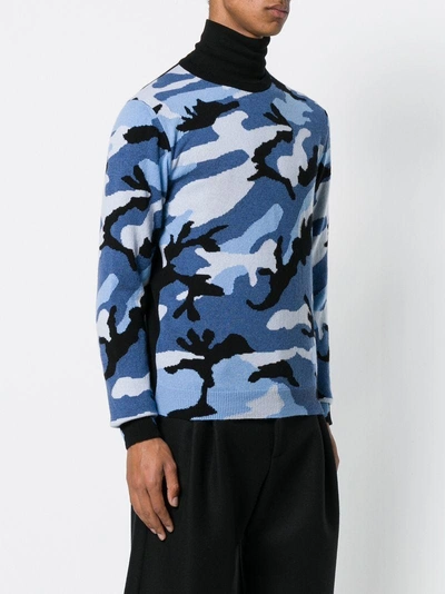 Shop Valentino Camouflage Sweater - Blue