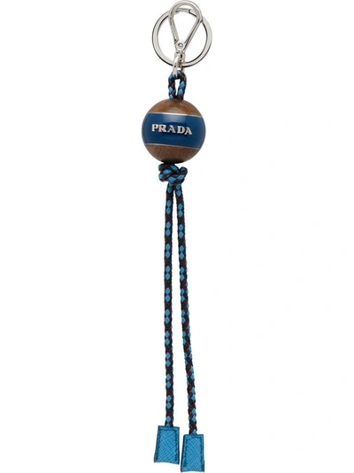 Shop Prada Logo Bead Keyring - Blue