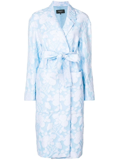 Shop Rochas Floral Jacquard Coat - Blue