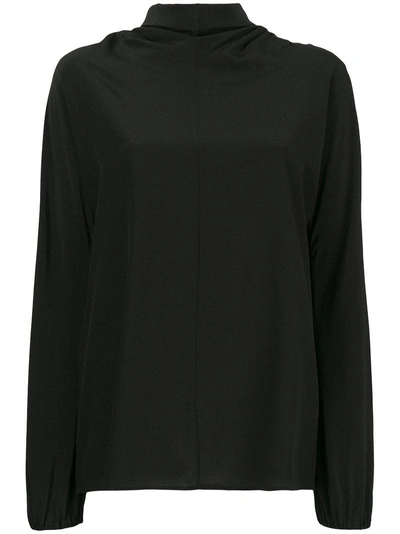 Shop Prada Back Pussy Bow Blouse - Black