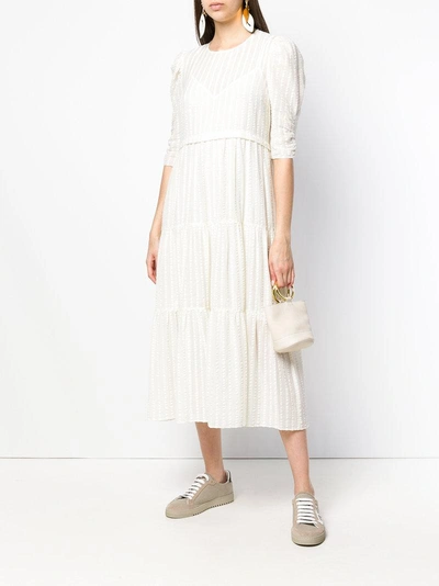 Shop See By Chloé Striped Midi Dress - White