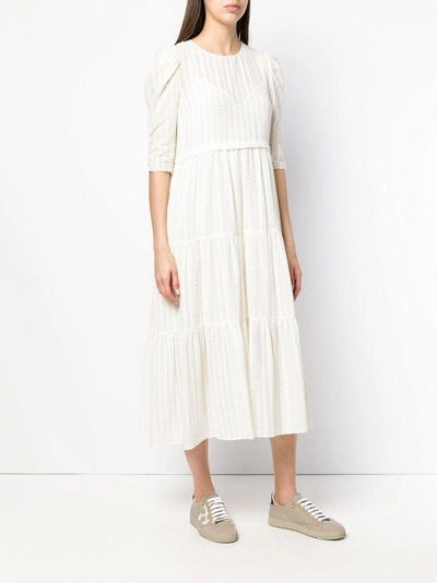 Shop See By Chloé Striped Midi Dress - White