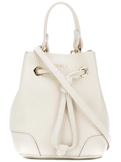 Shop Furla Mini Stacy Bucket Bag In White