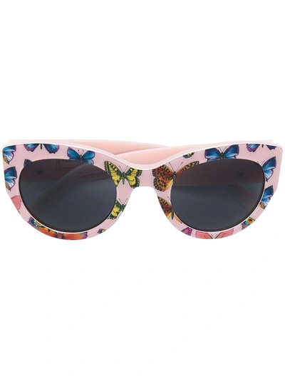 Shop Versace Eyewear Tribute Collection Butterfly Print Sunglasses - Purple In Pink & Purple