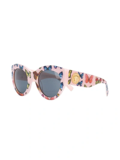 Shop Versace Eyewear Tribute Collection Butterfly Print Sunglasses - Purple In Pink & Purple