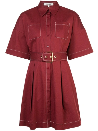 Shop Diane Von Furstenberg Belted Shirt Dress In Red