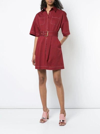Shop Diane Von Furstenberg Belted Shirt Dress In Red
