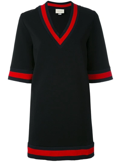 Shop Gucci Contrast Trim Dress - Black