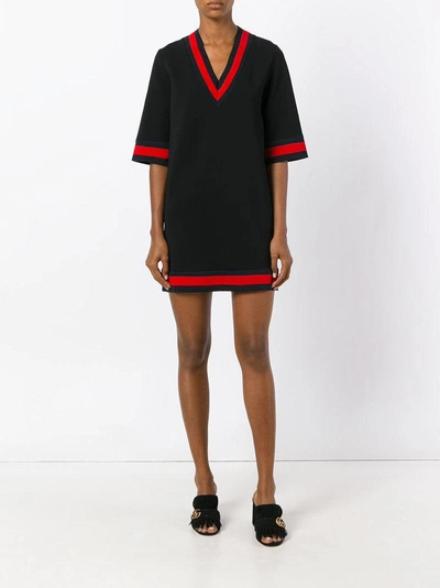 Shop Gucci Contrast Trim Dress - Black