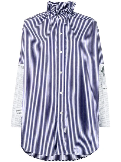 Shop Balenciaga Contrast Sleeve Shirt - Blue