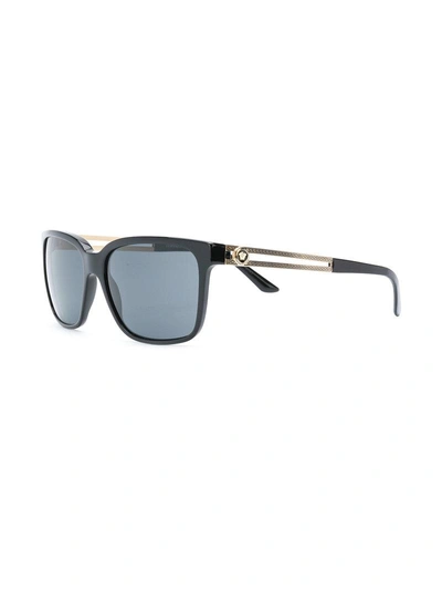 Versace Thin Framed Sunglasses In Black