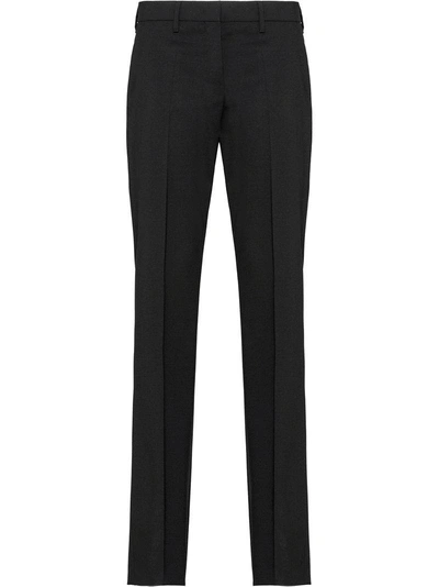 Shop Prada High Waist Tailored Trousers - Black