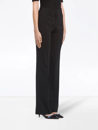 Shop Prada High Waist Tailored Trousers - Black