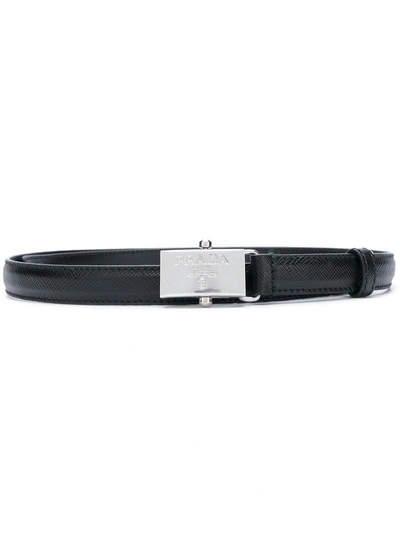 Shop Prada Logo Plaque Belt - Black