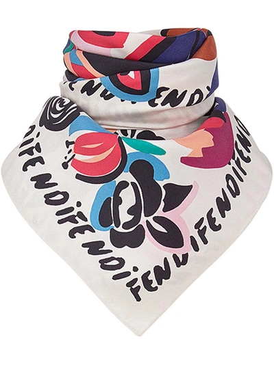 Shop Fendi Floral Foulard Square Scarf - Multicolour
