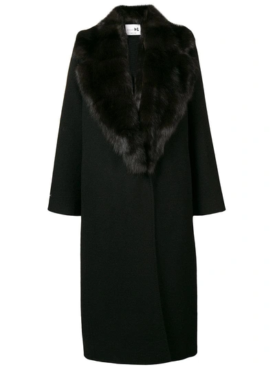 Shop Manzoni 24 Oversized Fur Collar Coat - Black